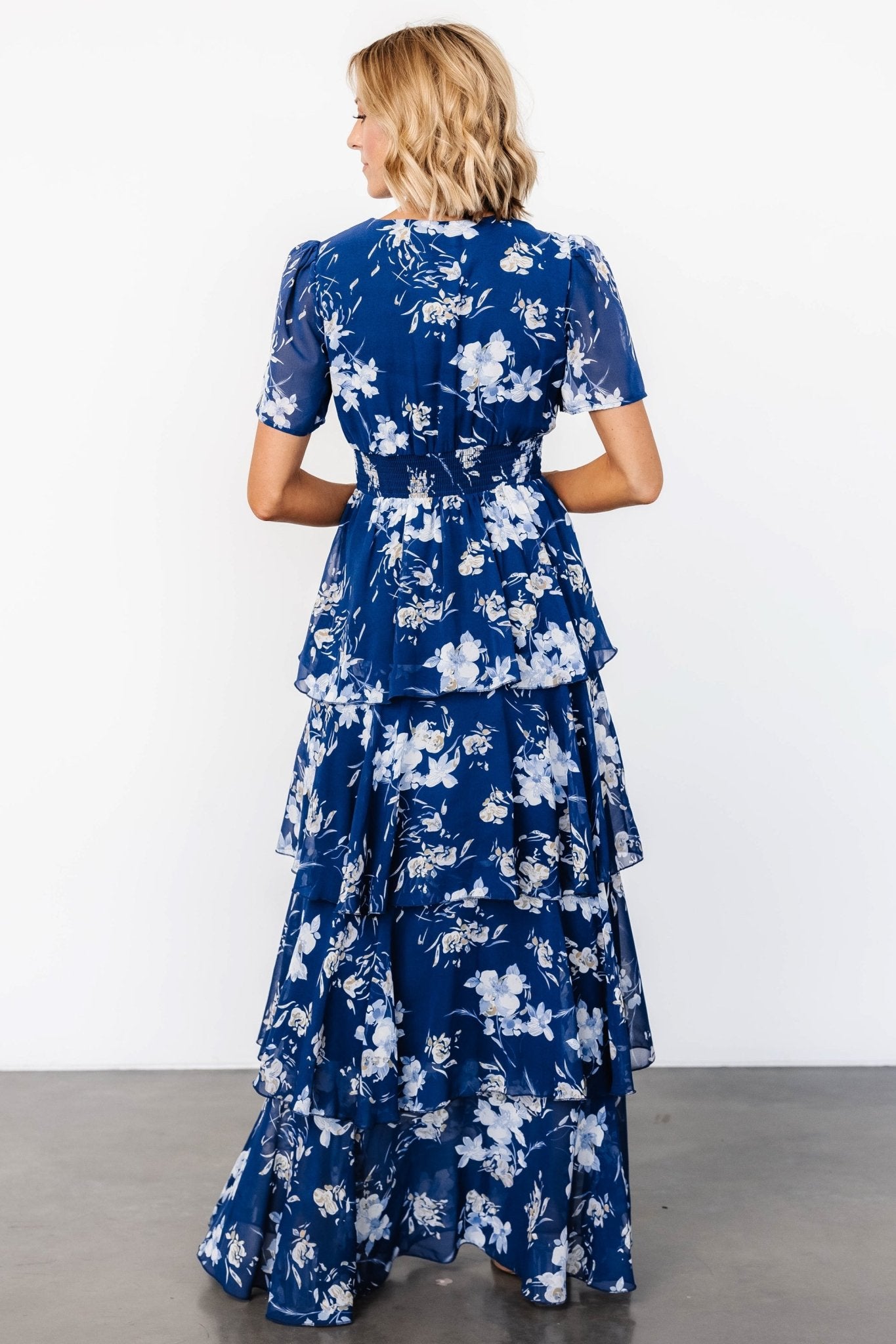 Montaigne Ruffle Maxi Dress | Navy + Blue Floral - Baltic Born