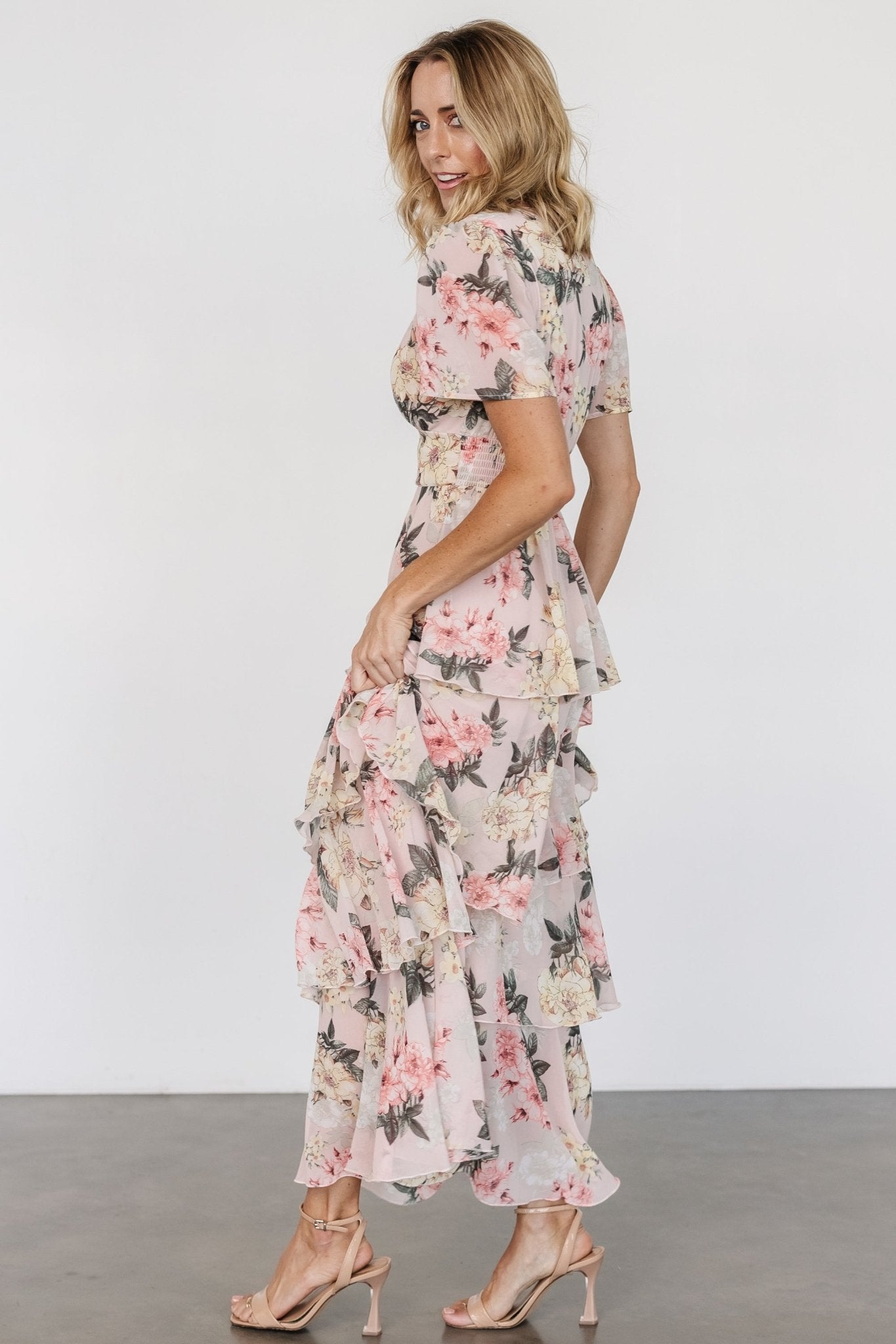 Montaigne Ruffle Maxi Dress | Pale Blush Floral - Baltic Born