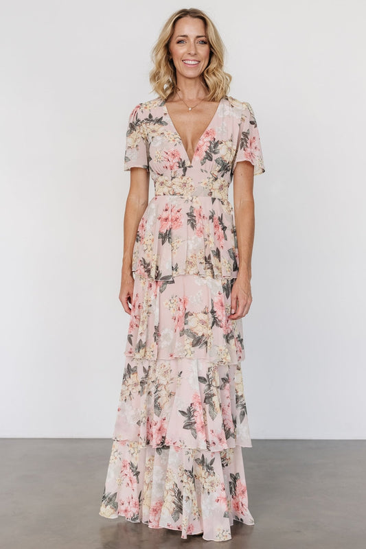 Montaigne Ruffle Maxi Dress | Pale Blush Floral - Baltic Born