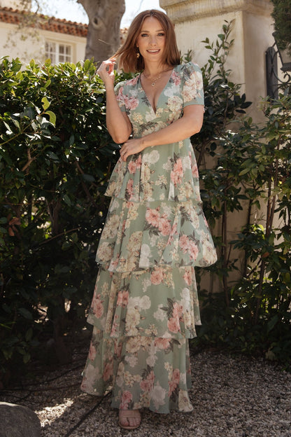 Montaigne Ruffle Maxi Dress | Sage Floral - Baltic Born