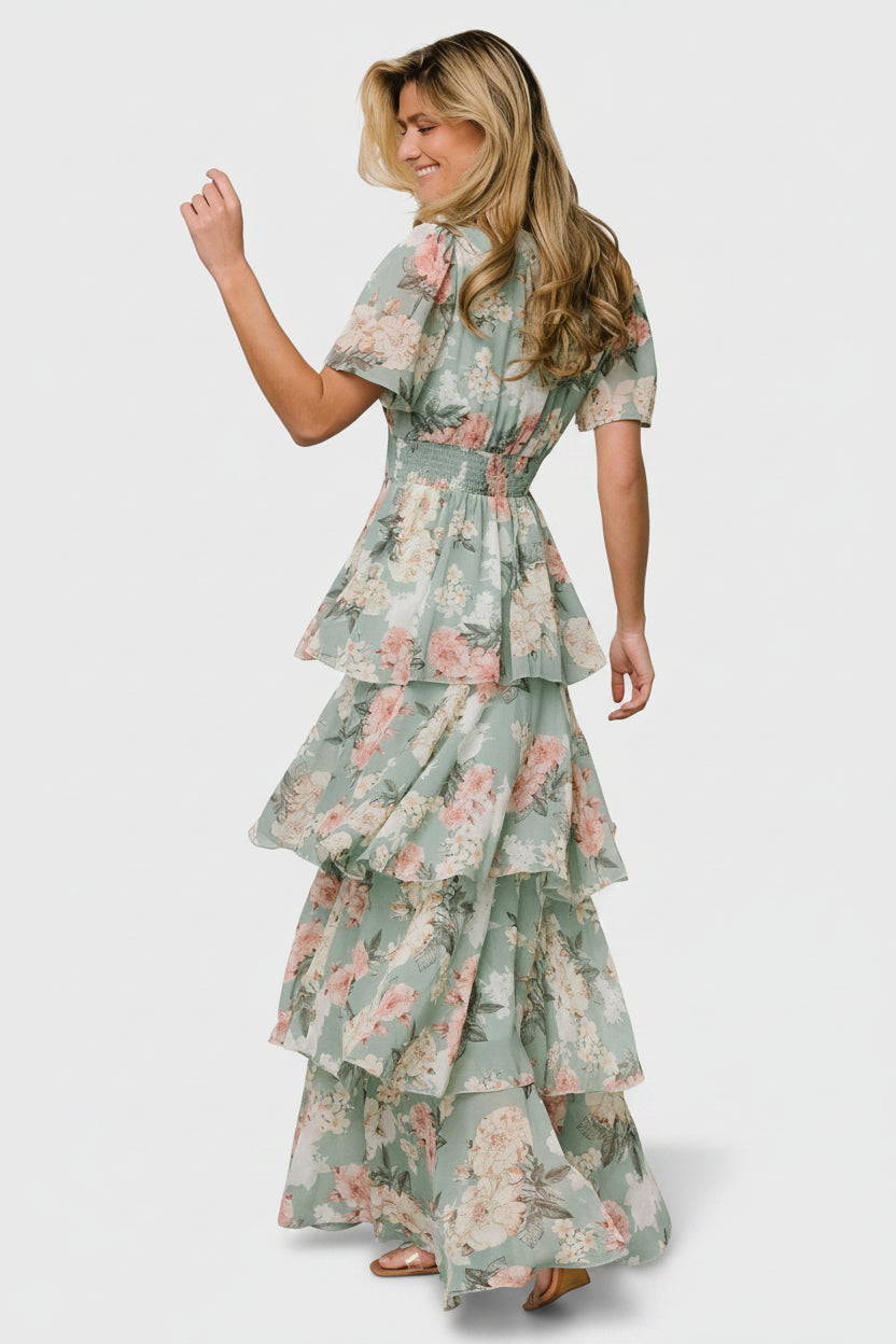 Montaigne Ruffle Maxi Dress - Sage Floral Maxi | Baltic Born S Montaigne Ruffle Maxi Dress - Sage Floral Maxi | Baltic Born S