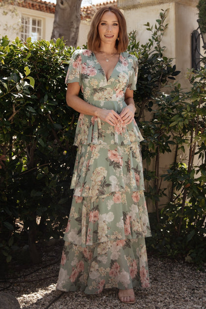 Montaigne Ruffle Maxi Dress | Sage Floral - Baltic Born