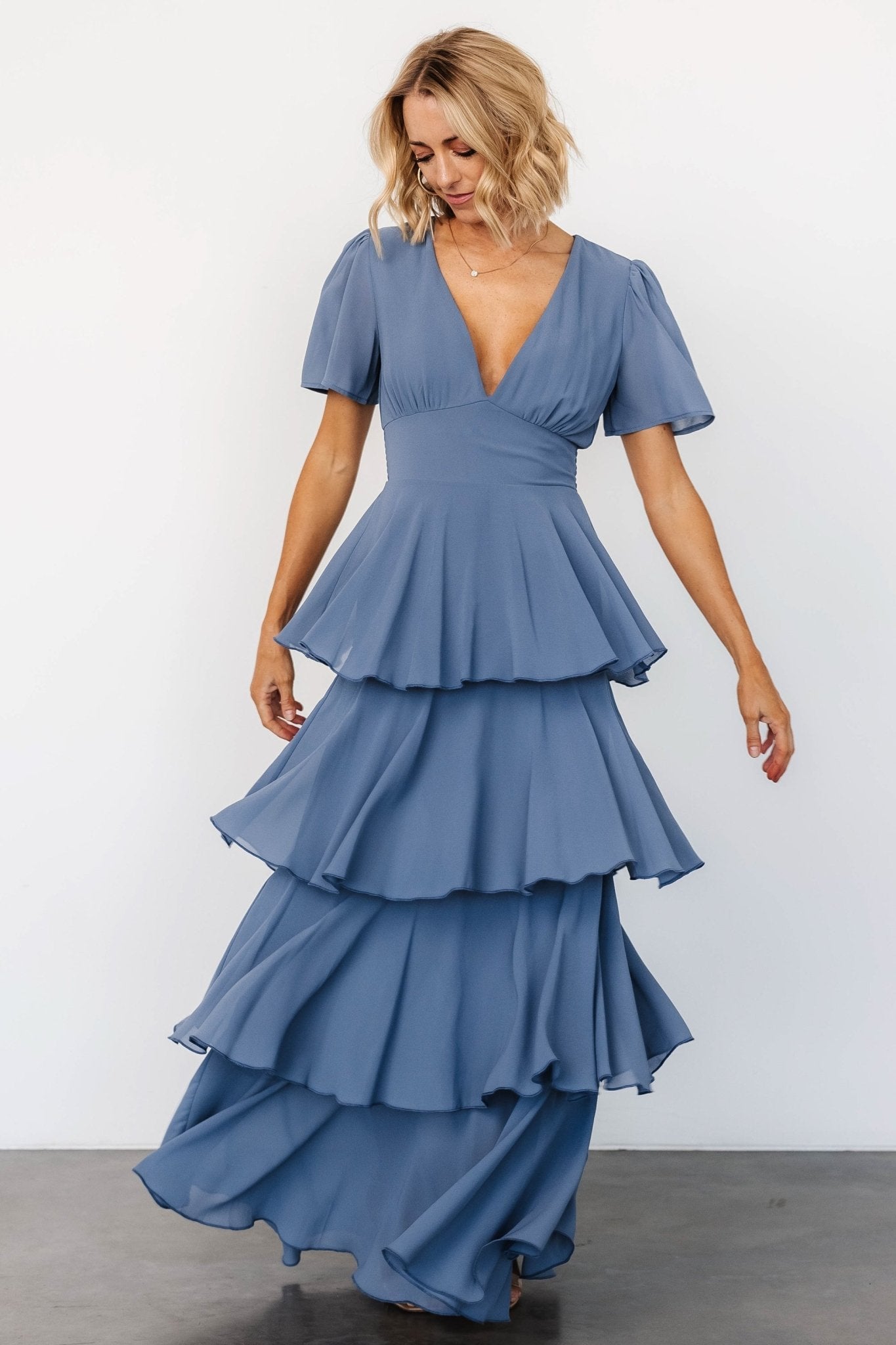 Montaigne Ruffle Maxi Dress | Whisper Blue - Baltic Born