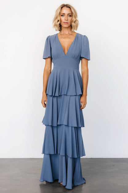 Montaigne Ruffle Maxi Dress | Whisper Blue - Baltic Born