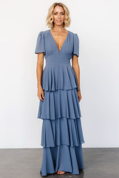 Montaigne Ruffle Maxi Dress | Whisper Blue - Baltic Born