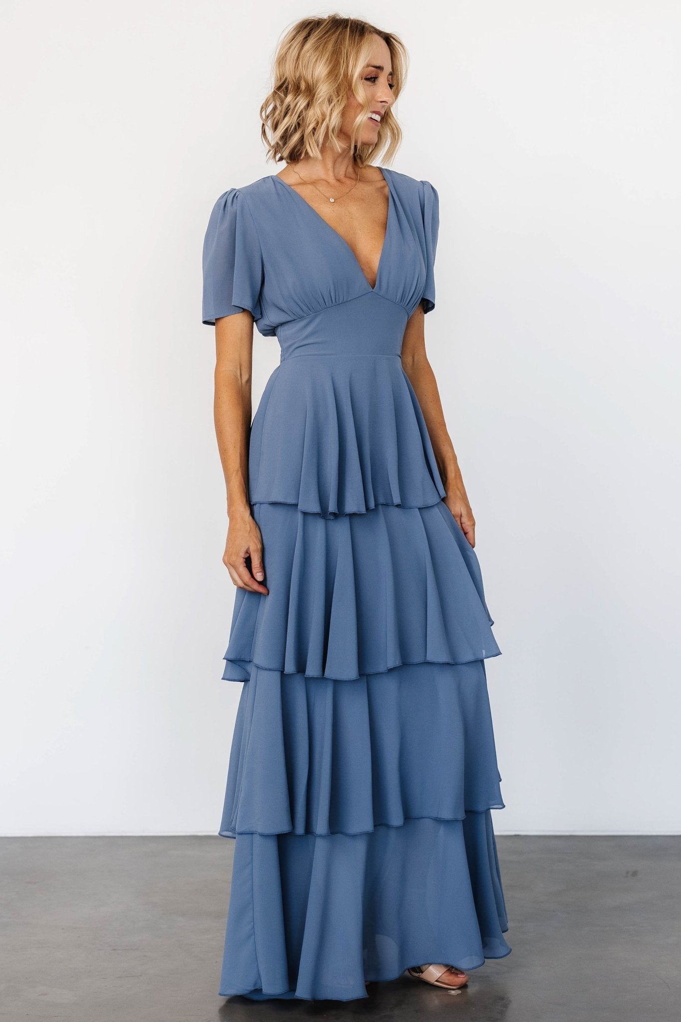 Montaigne Ruffle Maxi Dress | Whisper Blue - Baltic Born