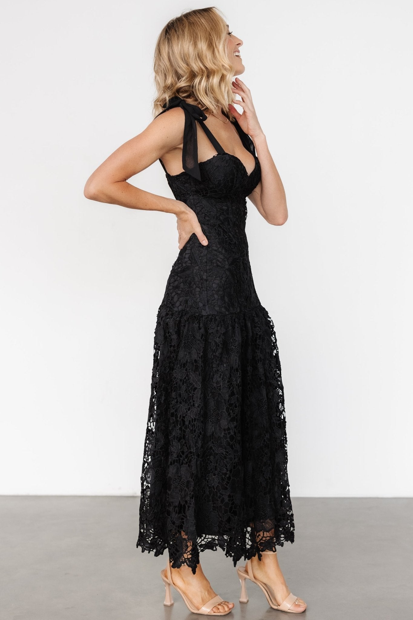 Monte Carlo Lace Midi Dress | Black - Baltic Born