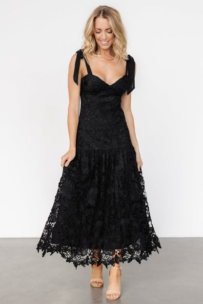 Monte Carlo Lace Midi Dress | Black - Baltic Born