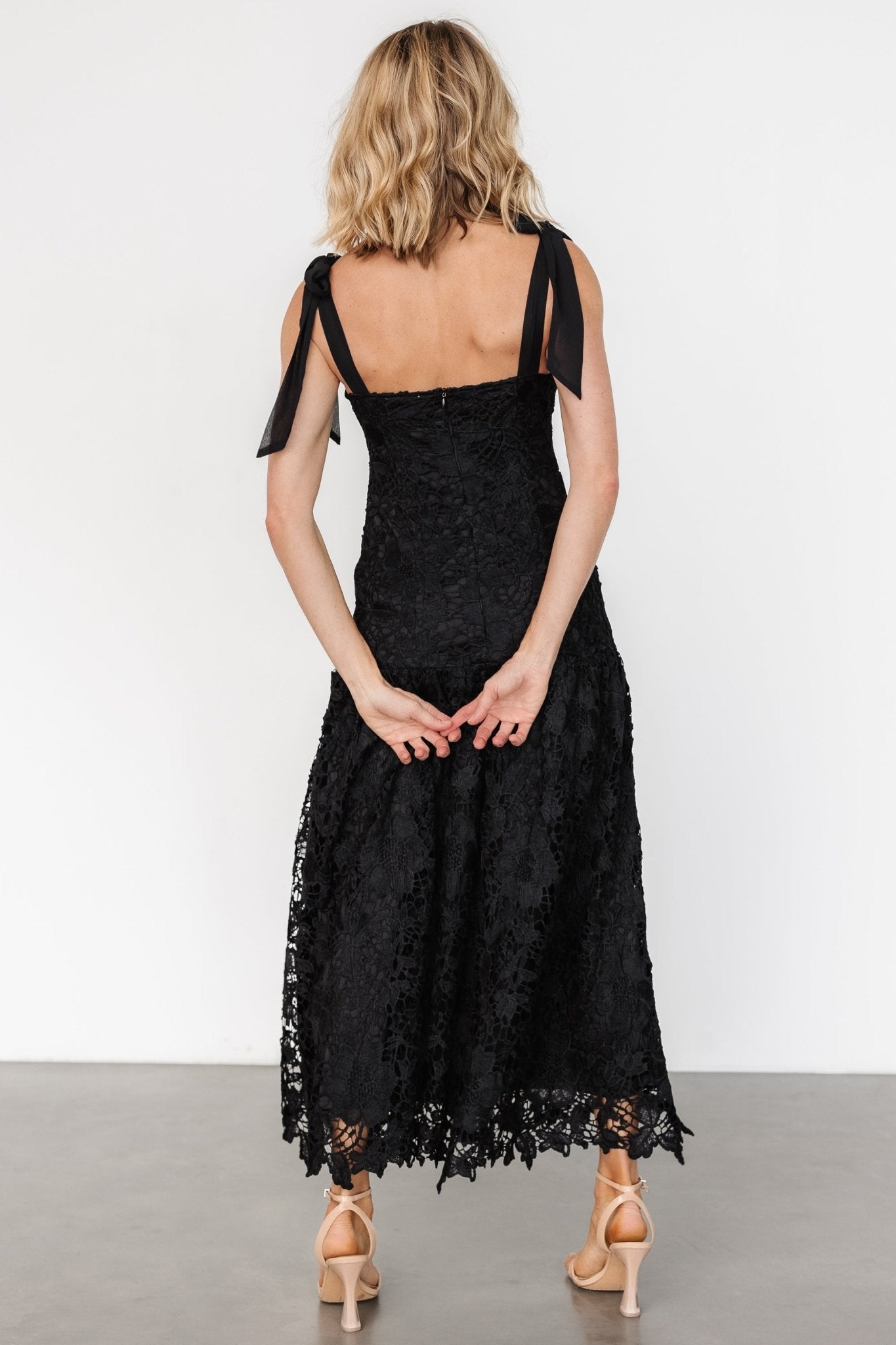 Monte Carlo Lace Midi Dress | Black - Baltic Born