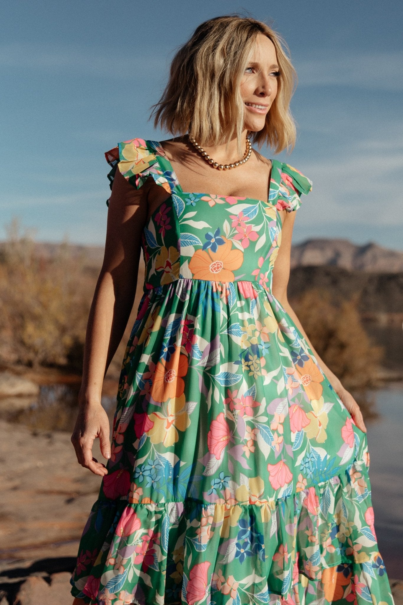 Baltic Born Womens Monte Tiered Maxi Dress | Green Multi | Size: XS Baltic Born Womens Monte Tiered Maxi Dress | Green Multi | Size: XS