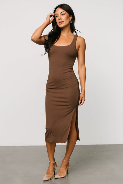 Moore Ribbed Tank Midi Dress | Coffee - Baltic Born