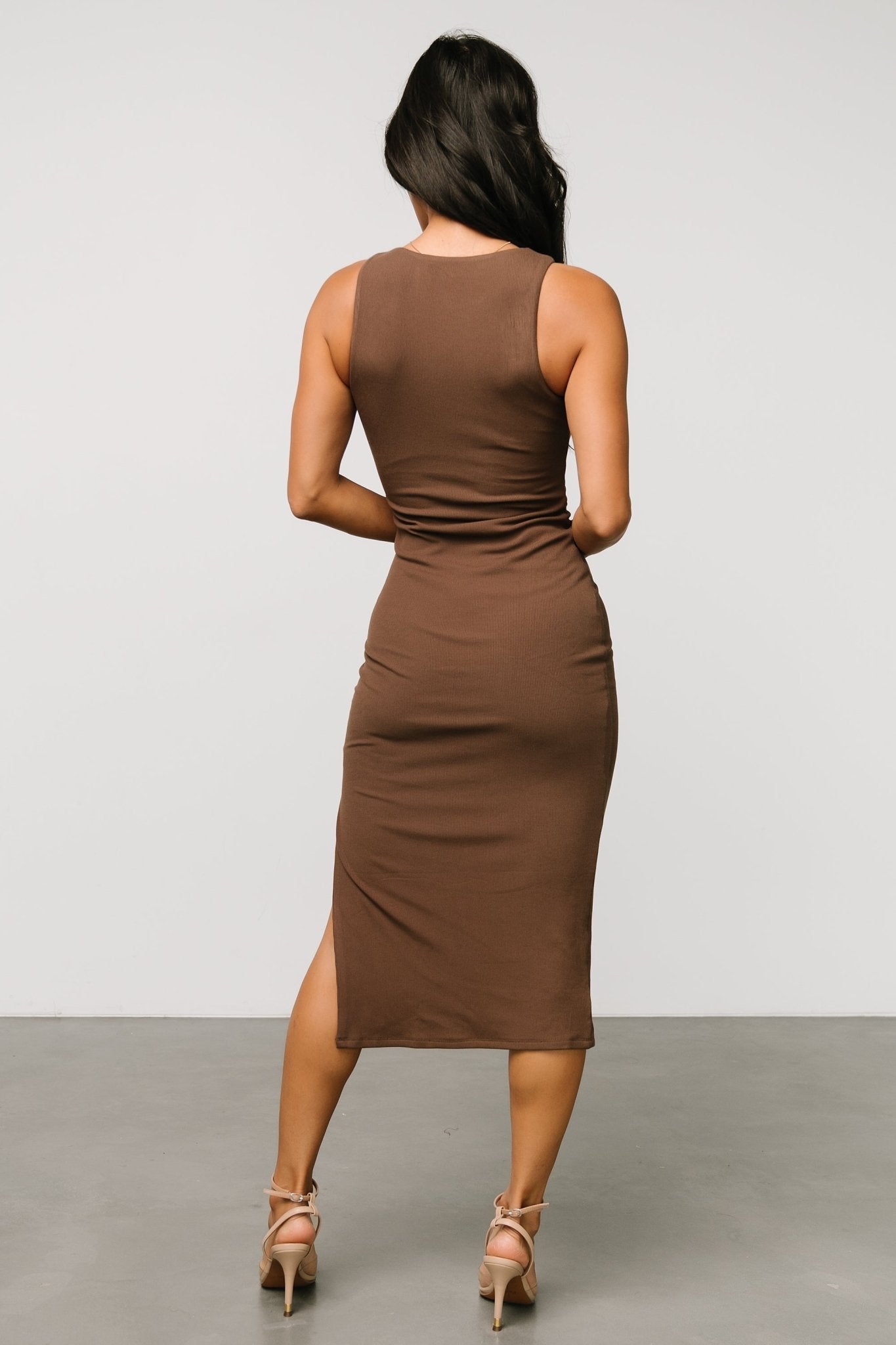 Moore Ribbed Tank Midi Dress | Coffee - Baltic Born