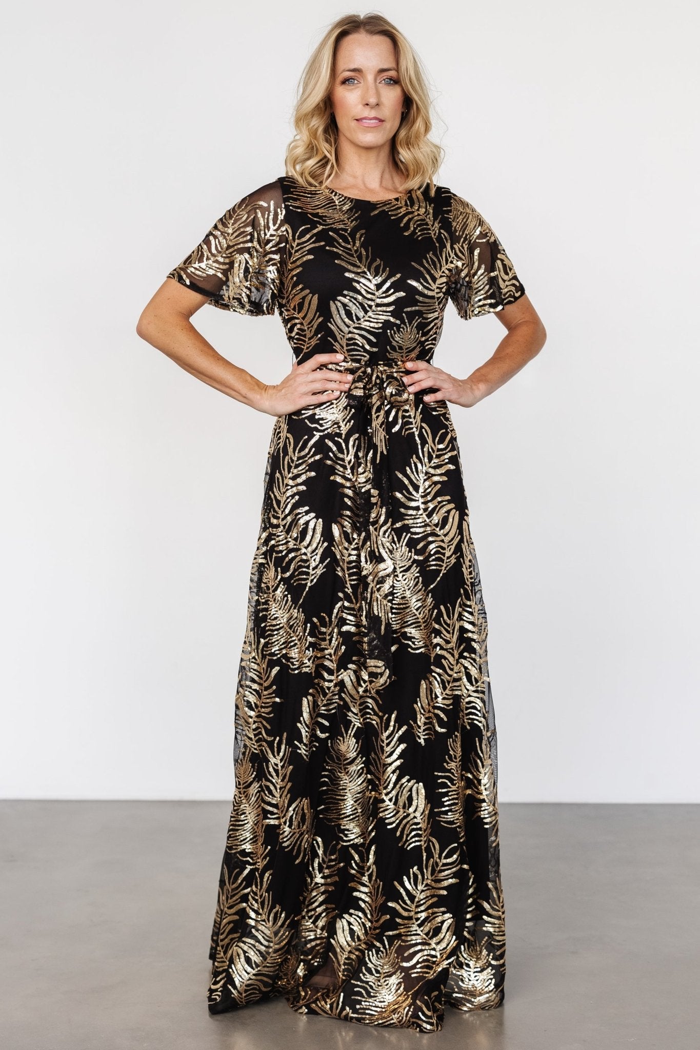 Muse Sequin Maxi Dress | Black + Gold - Baltic Born