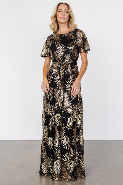 Muse Sequin Maxi Dress | Black + Gold - Baltic Born