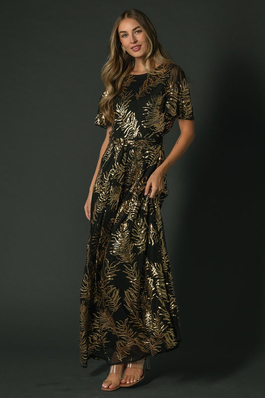 Muse Sequin Maxi Dress | Black + Gold - Baltic Born