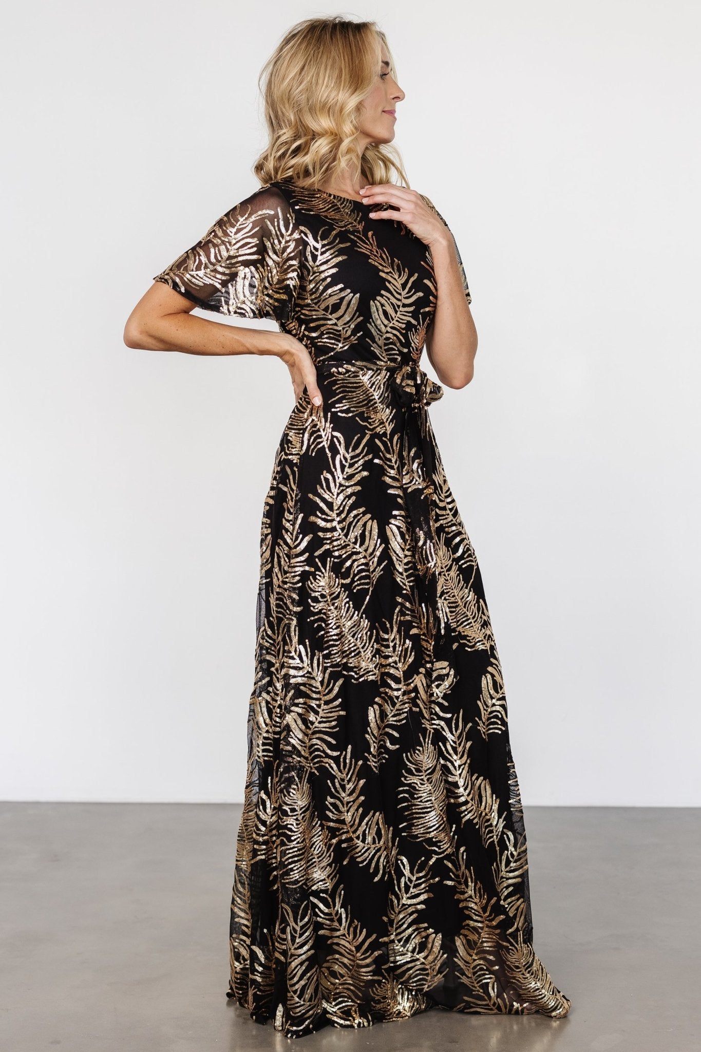 Muse Sequin Maxi Dress | Black + Gold - Baltic Born