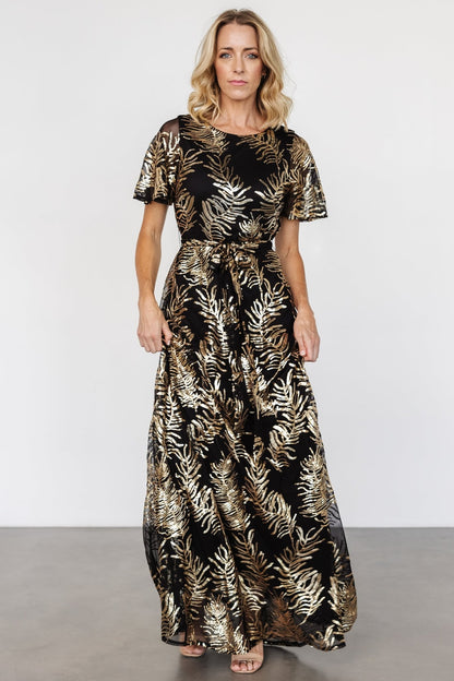 Muse Sequin Maxi Dress | Black + Gold - Baltic Born