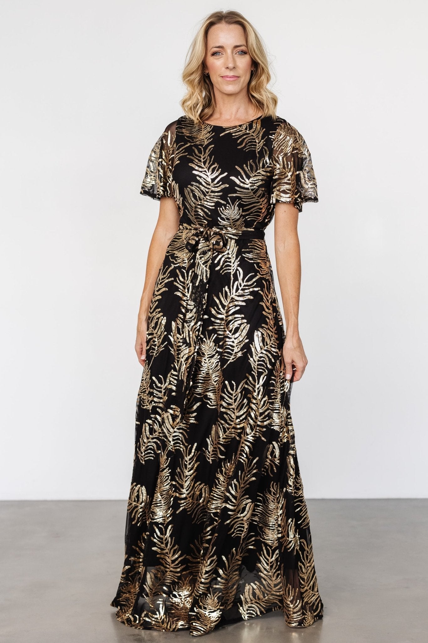 Muse Sequin Maxi Dress | Black + Gold - Baltic Born