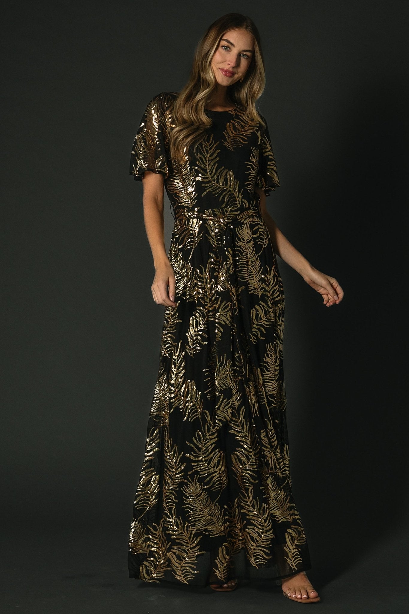 Muse Sequin Maxi Dress | Black + Gold - Baltic Born