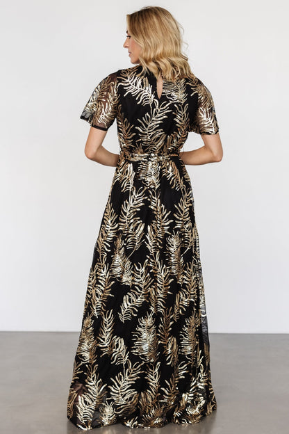 Muse Sequin Maxi Dress | Black + Gold - Baltic Born