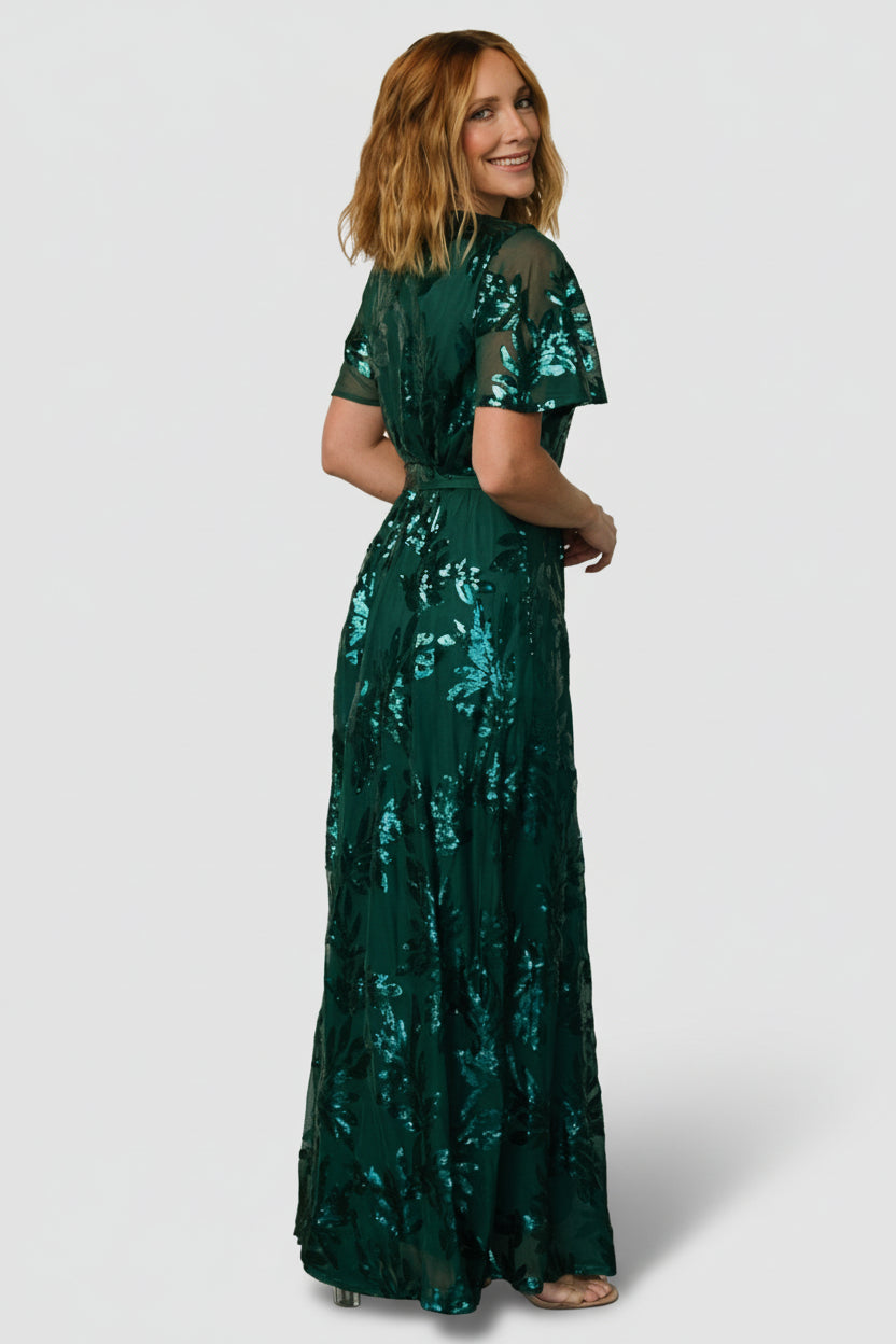 Muse Sequin Maxi Dress Emerald Green Gown | Baltic Born M Muse Sequin Maxi Dress Emerald Green Gown | Baltic Born M