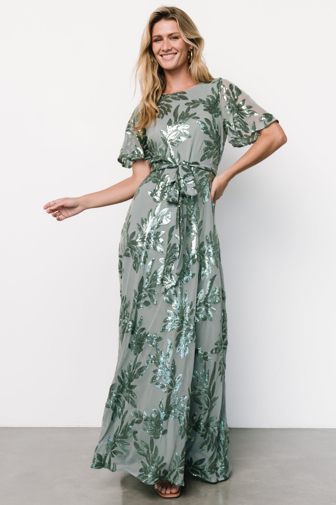 Muse Sequin Maxi Dress | Eucalyptus - Baltic Born