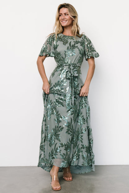 Muse Sequin Maxi Dress | Eucalyptus - Baltic Born