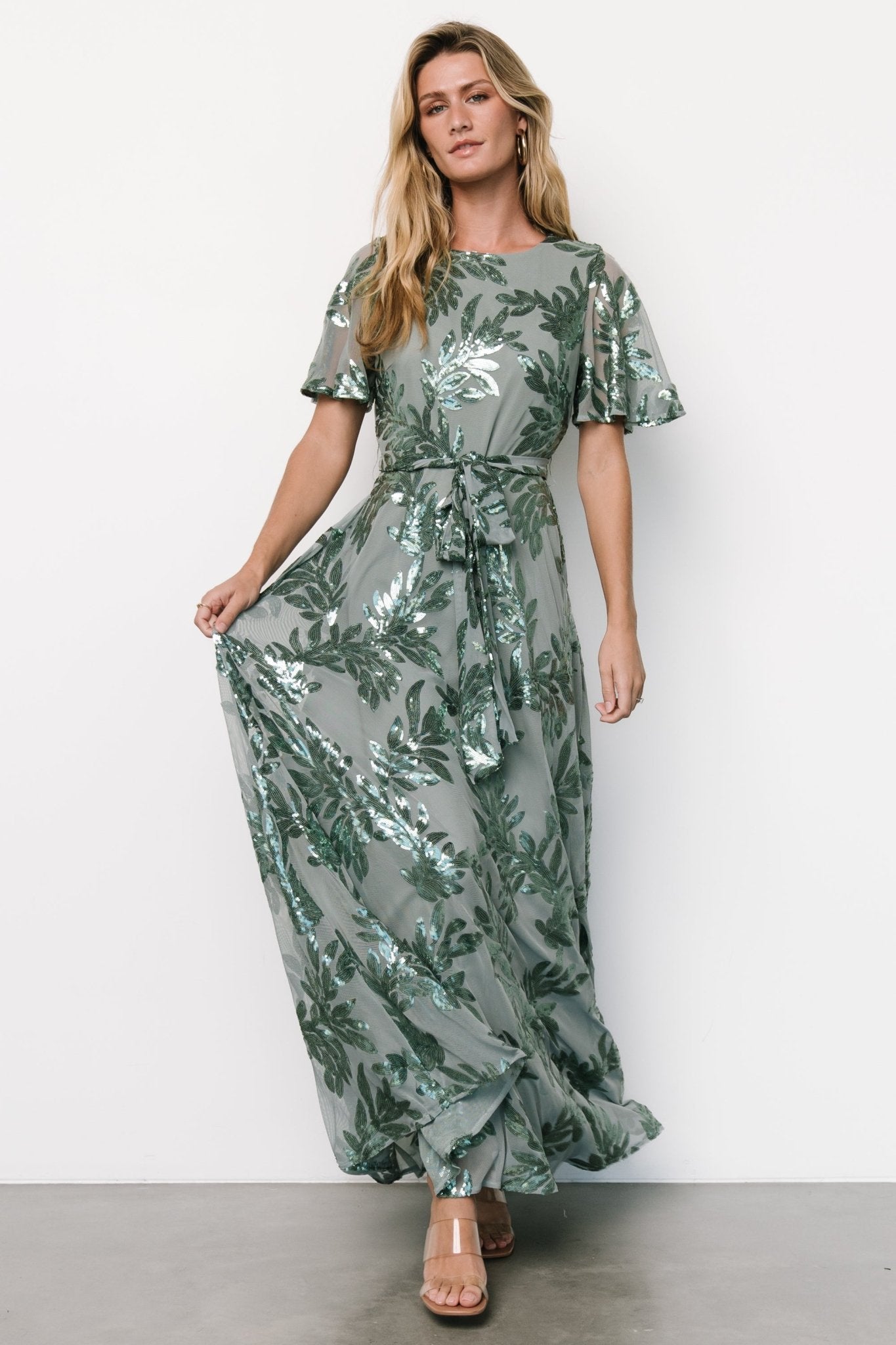 Muse Sequin Maxi Dress | Eucalyptus - Baltic Born