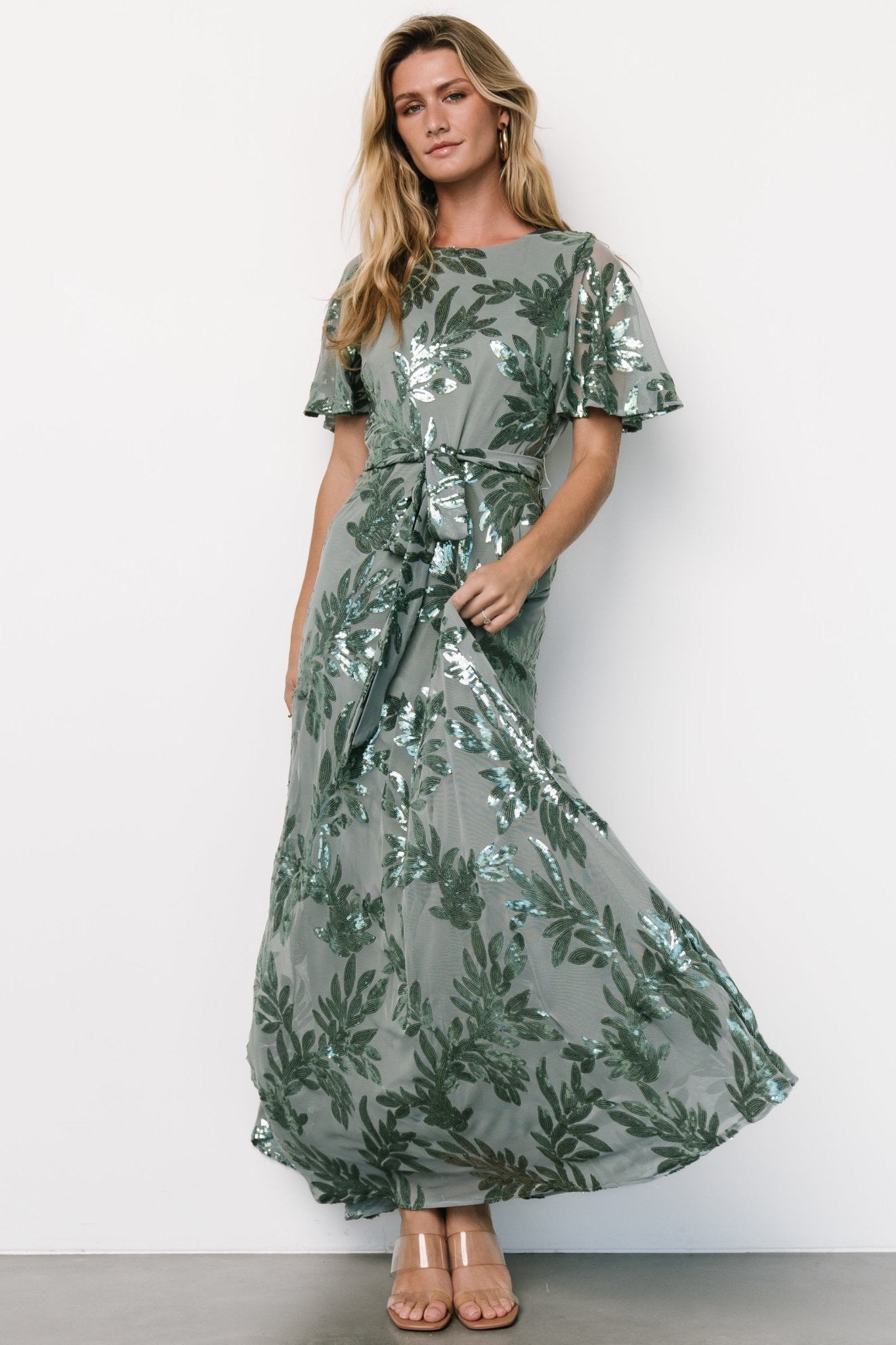 Muse Sequin Maxi Dress | Eucalyptus - Baltic Born