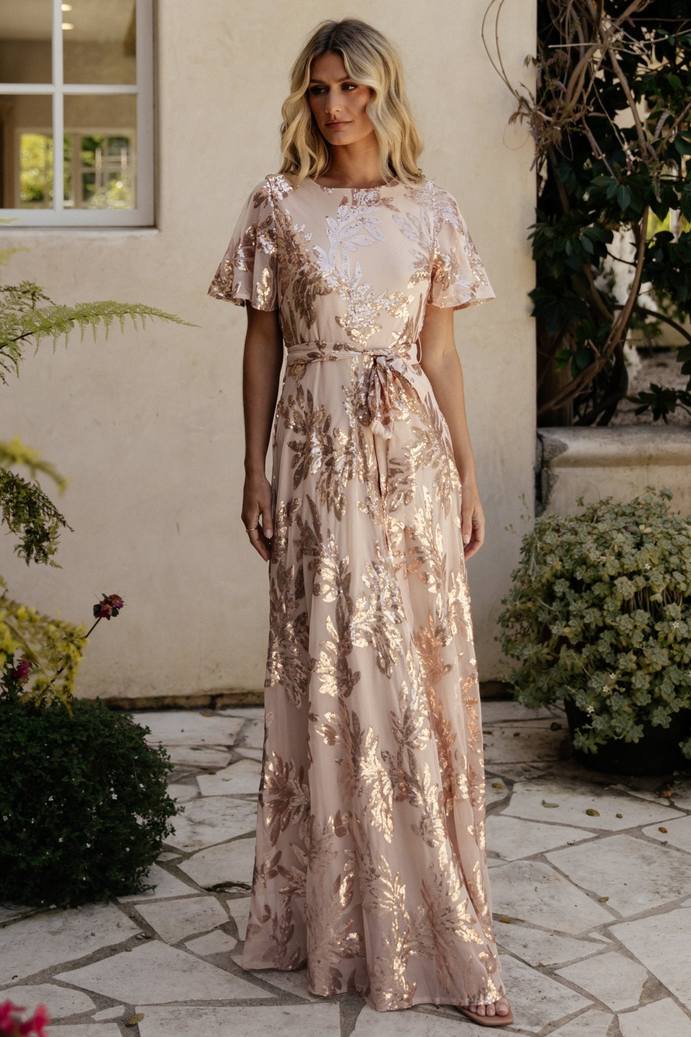 Muse Sequin Maxi Dress Rose Gold - Main Image