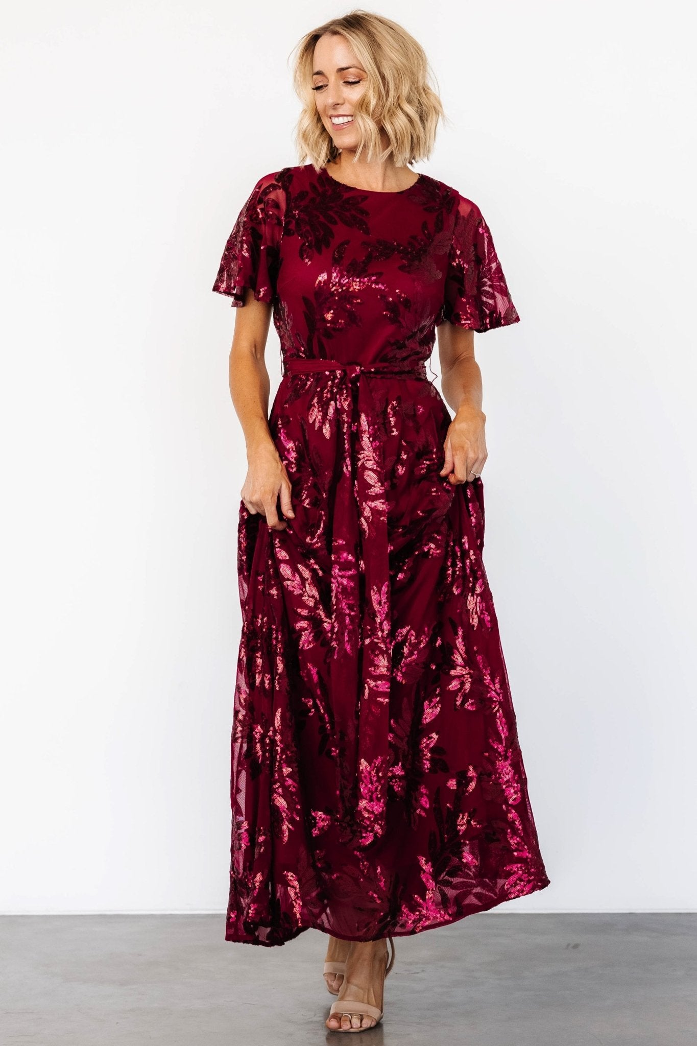 Muse Sequin Maxi Dress | Wine - Baltic Born