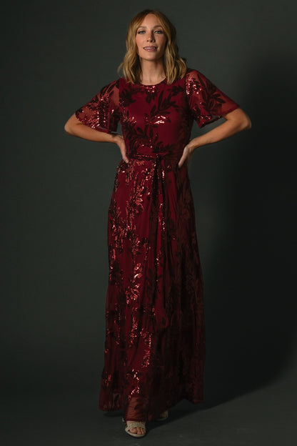 Muse Sequin Maxi Dress | Wine - Baltic Born