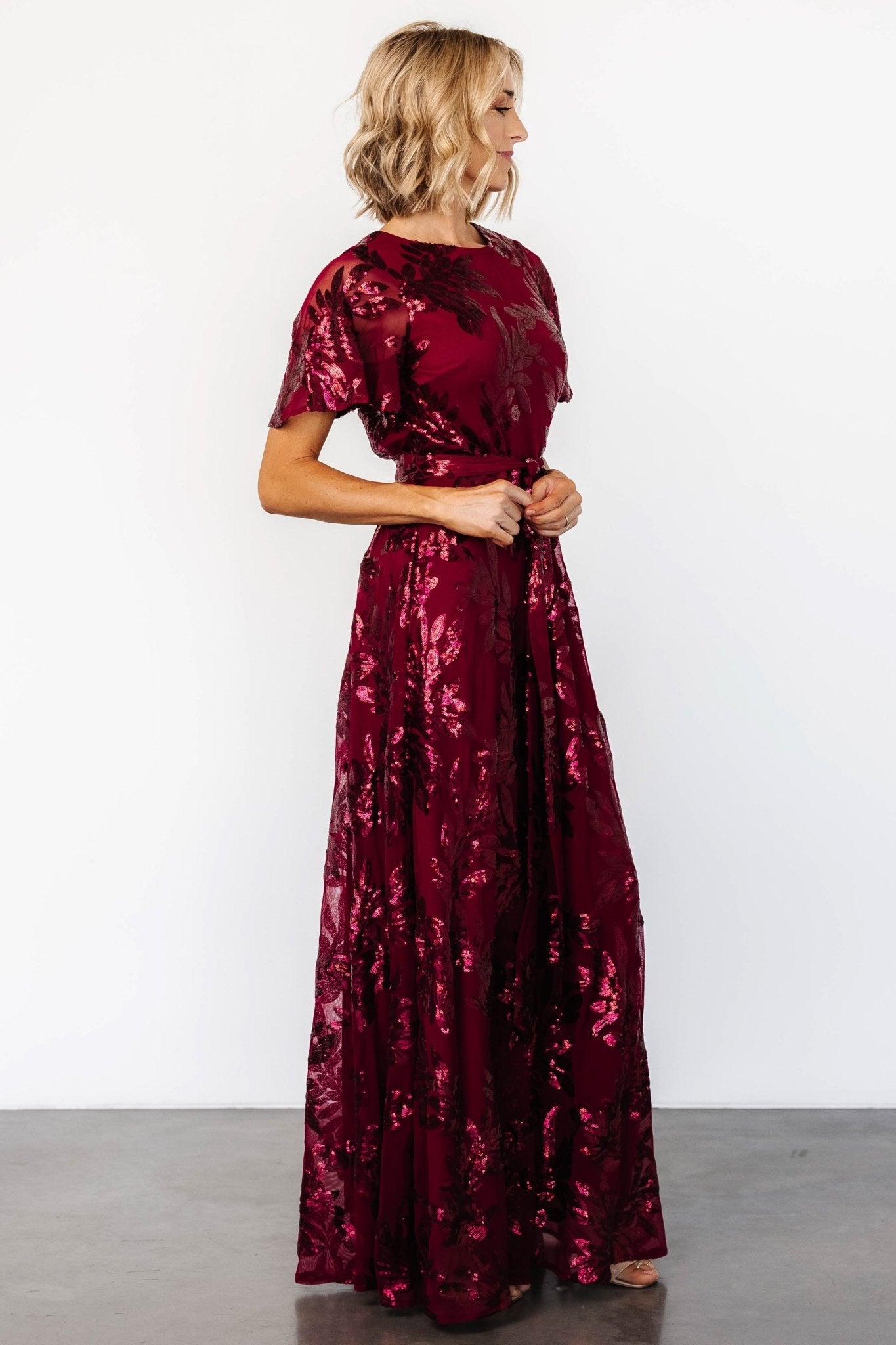 Muse Sequin Maxi Dress | Wine - Baltic Born