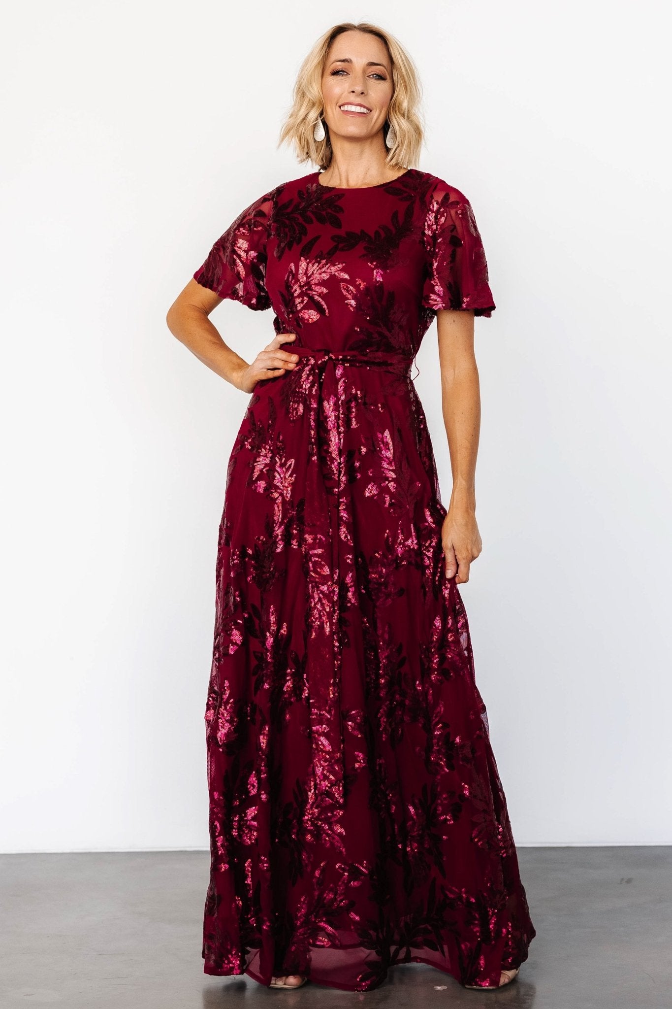 Muse Sequin Maxi Dress | Wine - Baltic Born