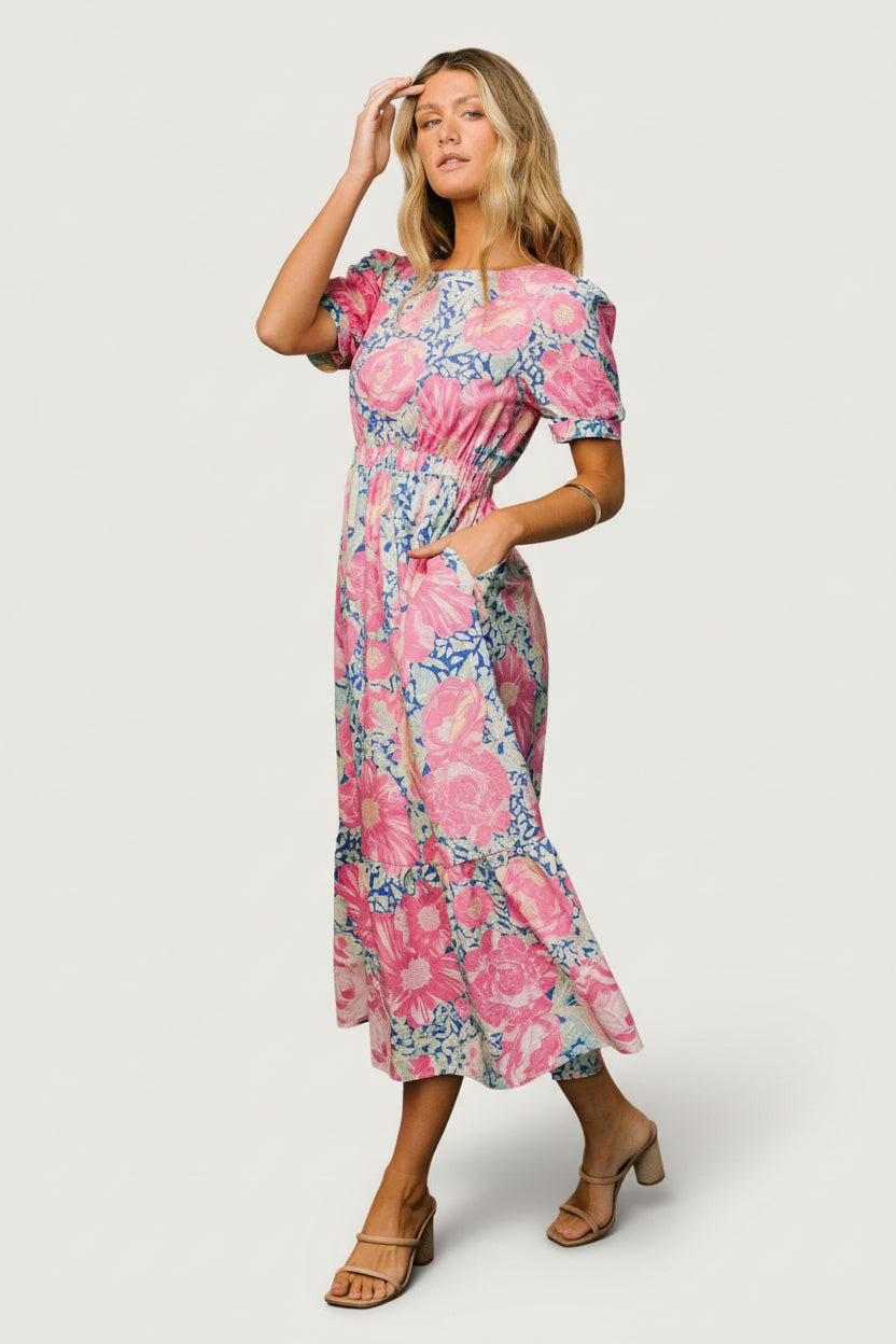 Myers Dress Blue Pink Floral