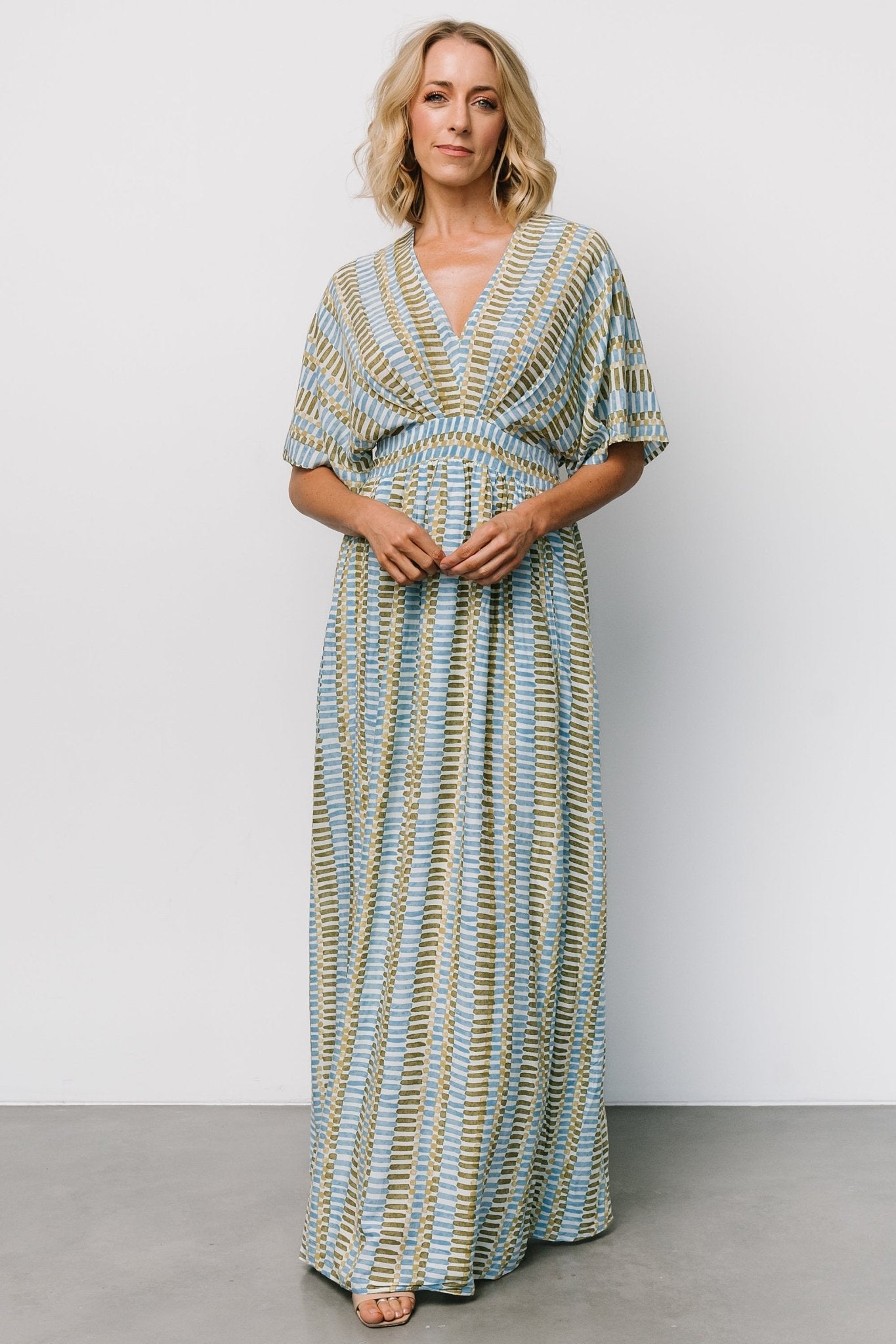 Mylis Kimono Dress | Blue + Green Print - Baltic Born