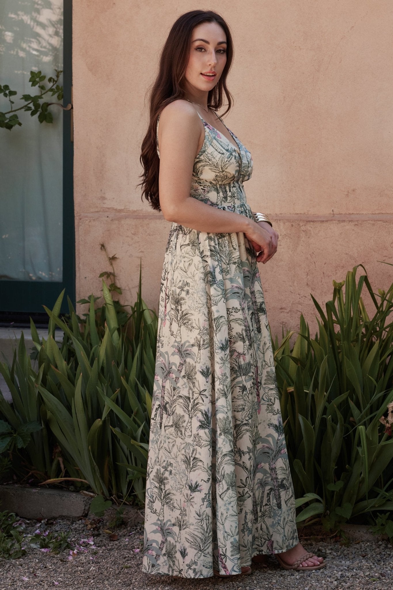 Baltic Born Womens Naia Maxi Dress | Natural + Sage Print | Size: Small Baltic Born Womens Naia Maxi Dress | Natural + Sage Print | Size: Small
