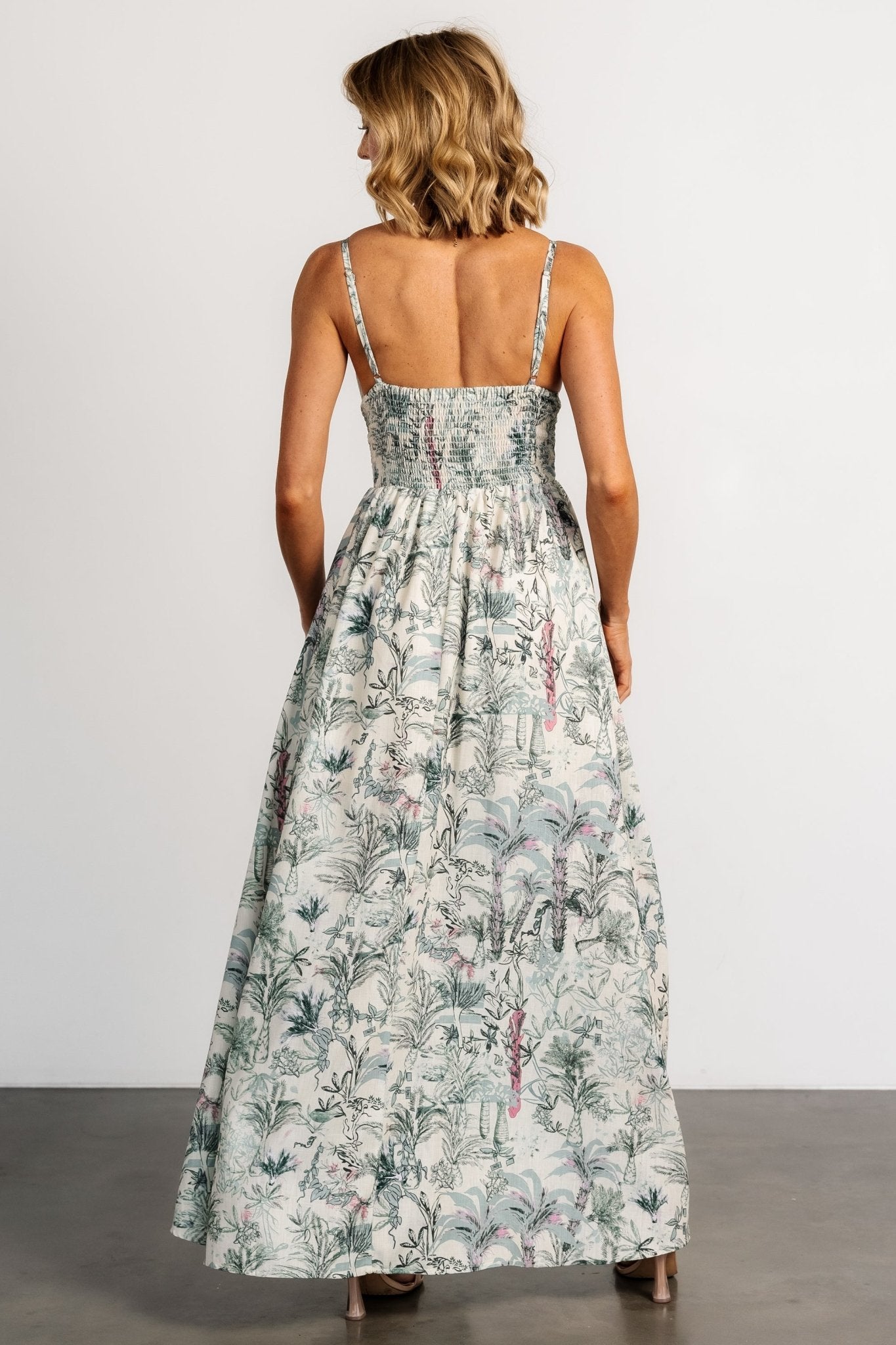 Naia Maxi Dress | Natural + Sage Print - Baltic Born