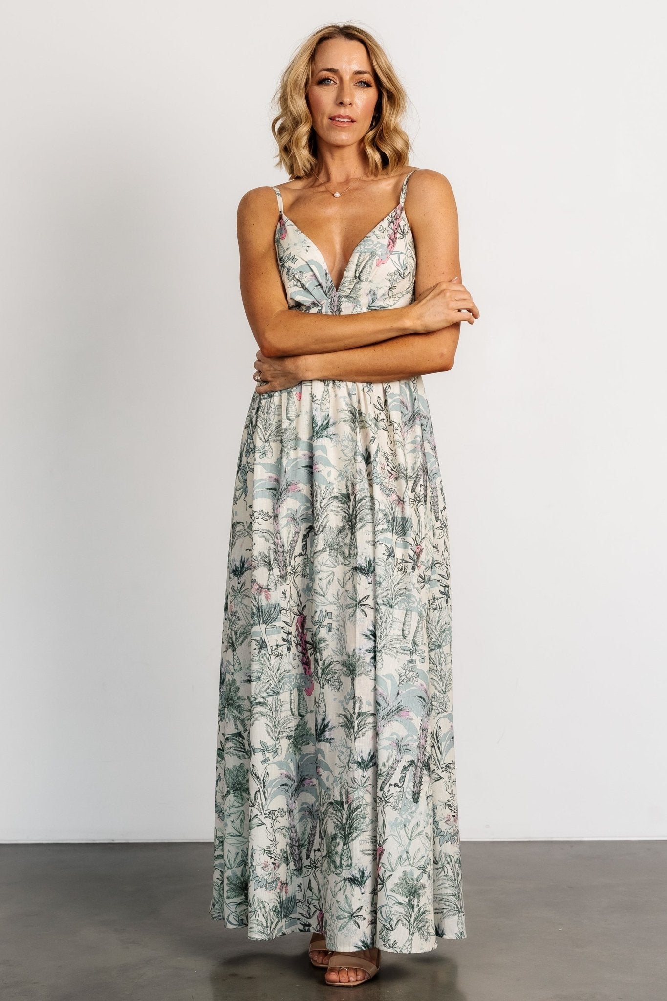 Naia Maxi Dress | Natural + Sage Print - Baltic Born