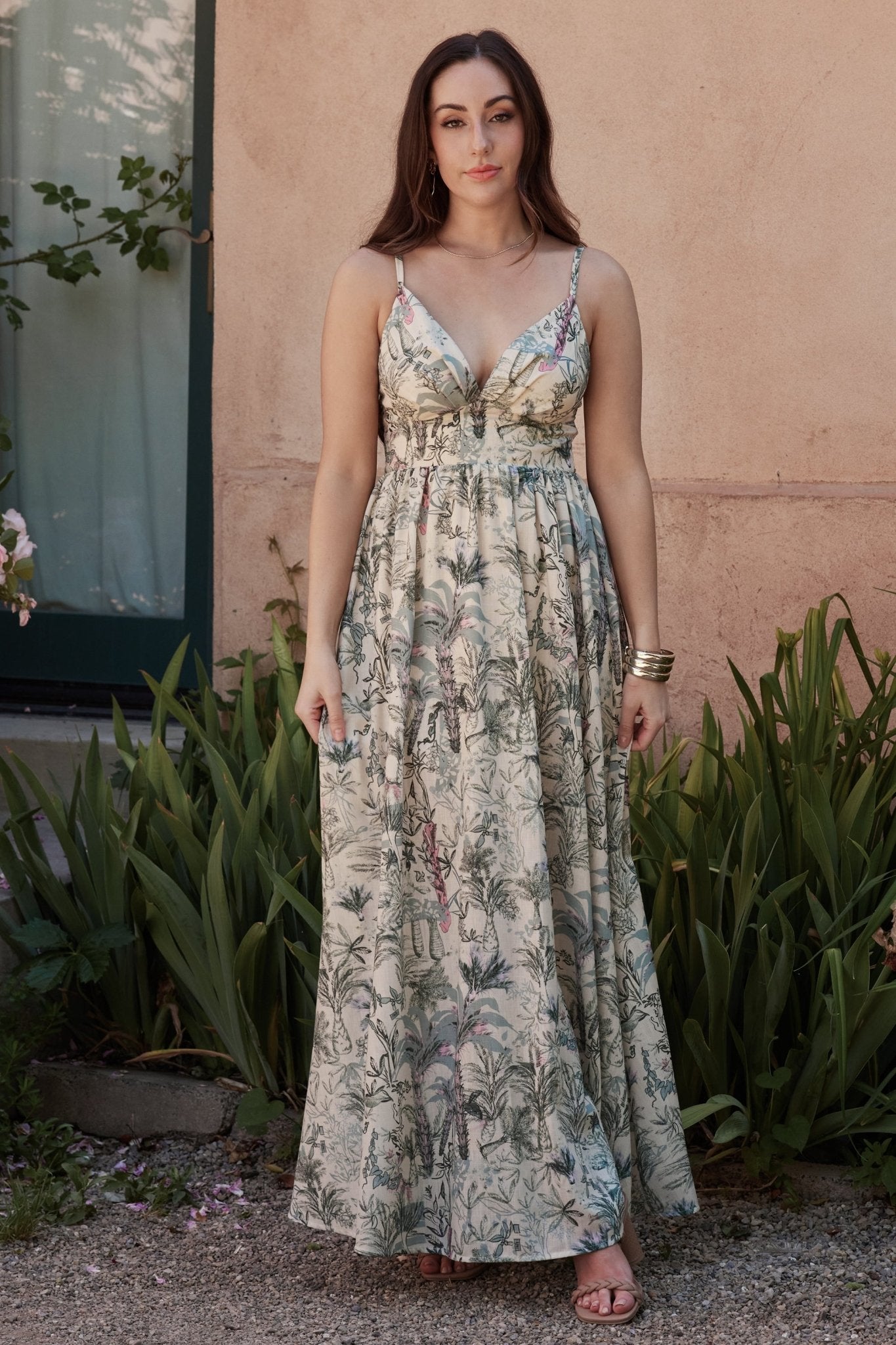 Naia Maxi Dress | Natural + Sage Print - Baltic Born