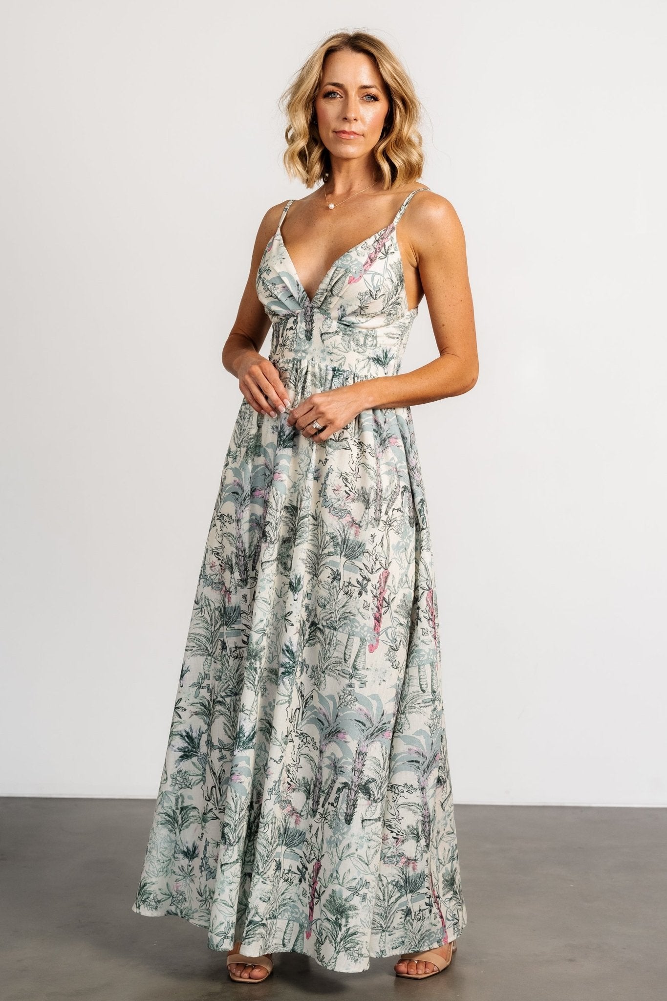 Naia Maxi Dress | Natural + Sage Print - Baltic Born