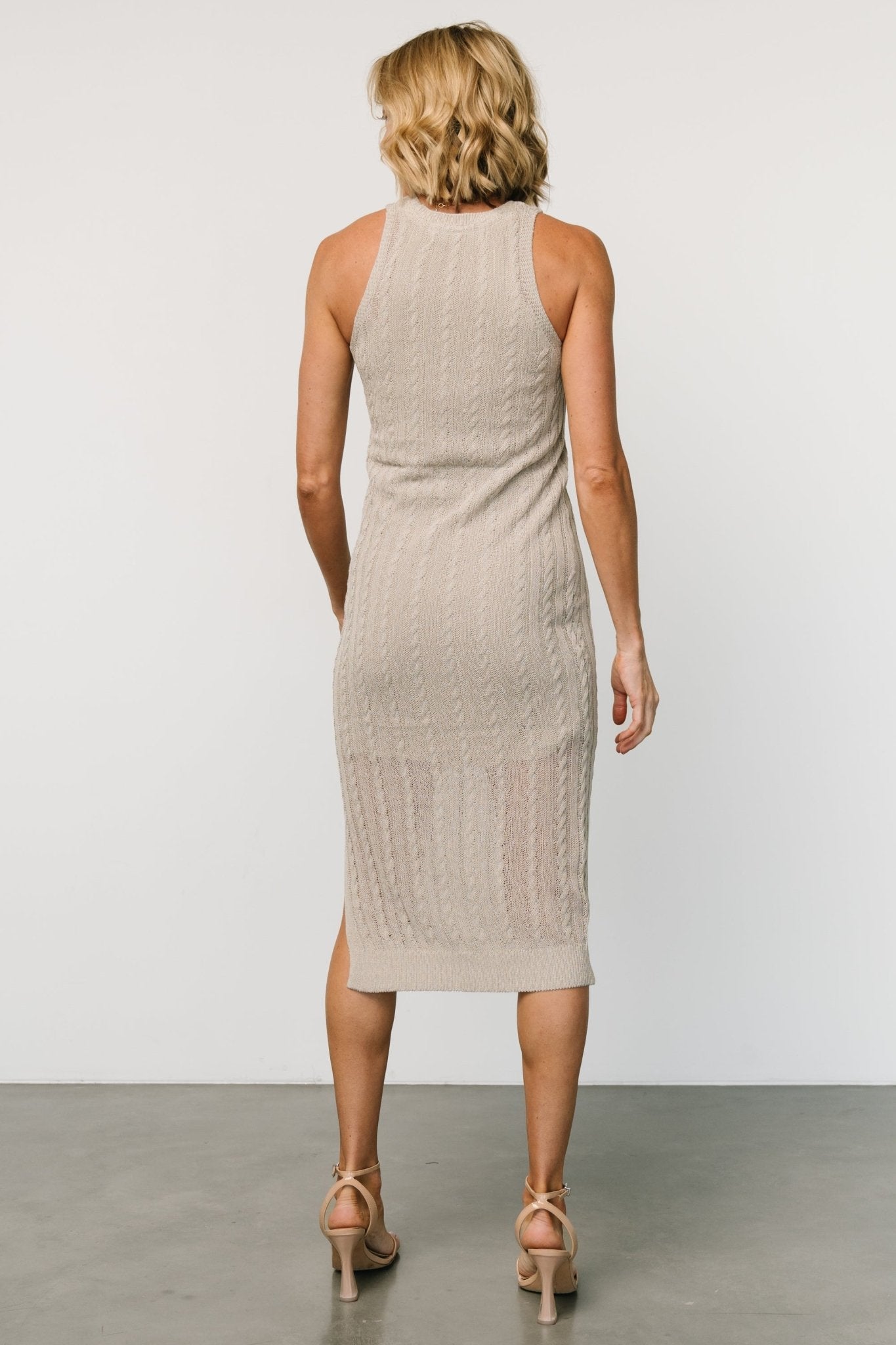 Nalani Knit Tank Midi Sheath in Stone | Baltic Born L Nalani Knit Tank Midi Sheath in Stone | Baltic Born L