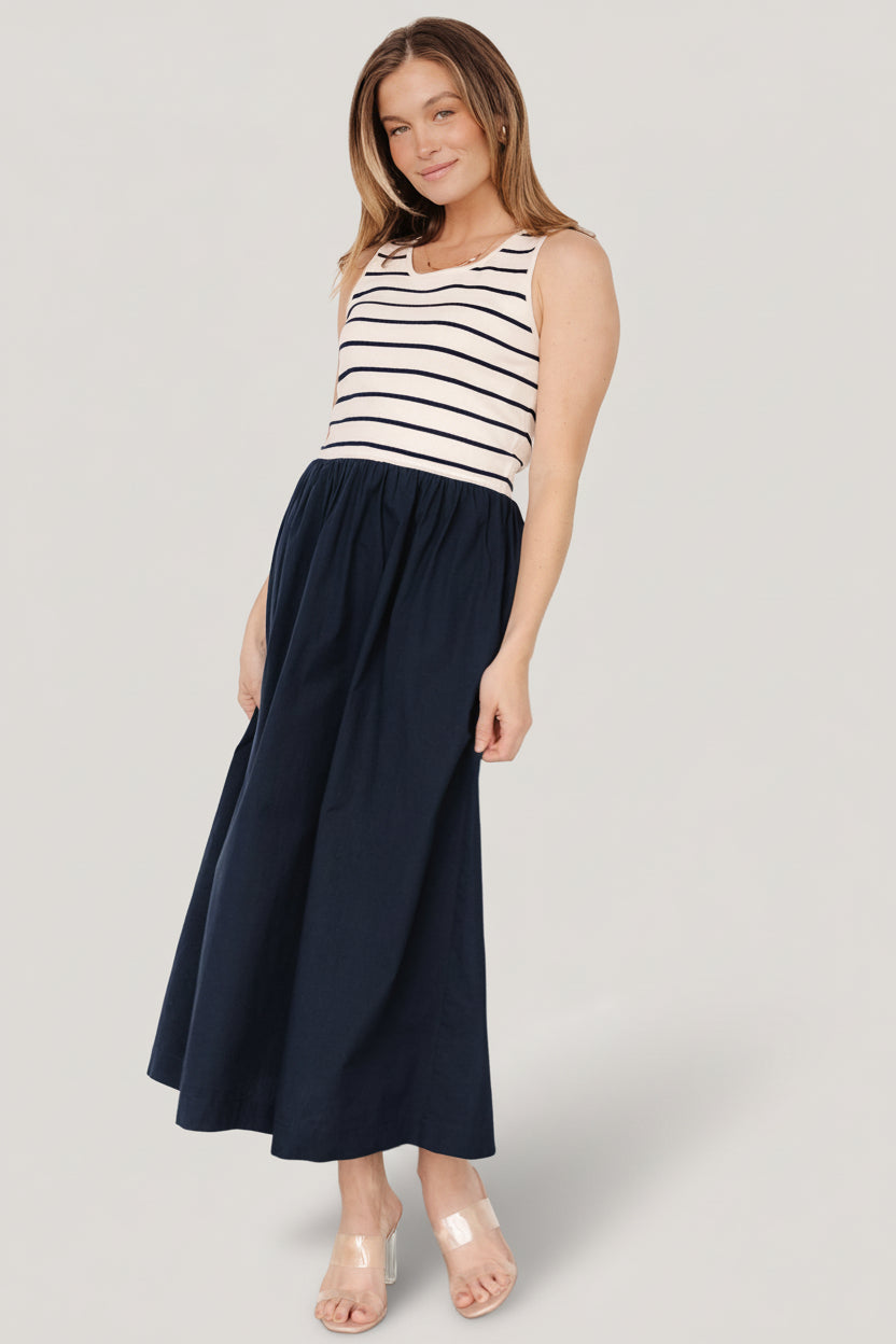Nantucket Tank Dress, Navy Stripe Midi | Baltic Born L Nantucket Tank Dress, Navy Stripe Midi | Baltic Born L
