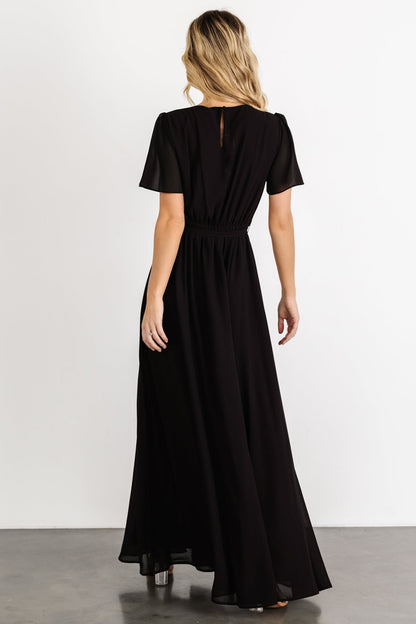 Naomi Short Sleeve Maxi Dress | Black - Baltic Born