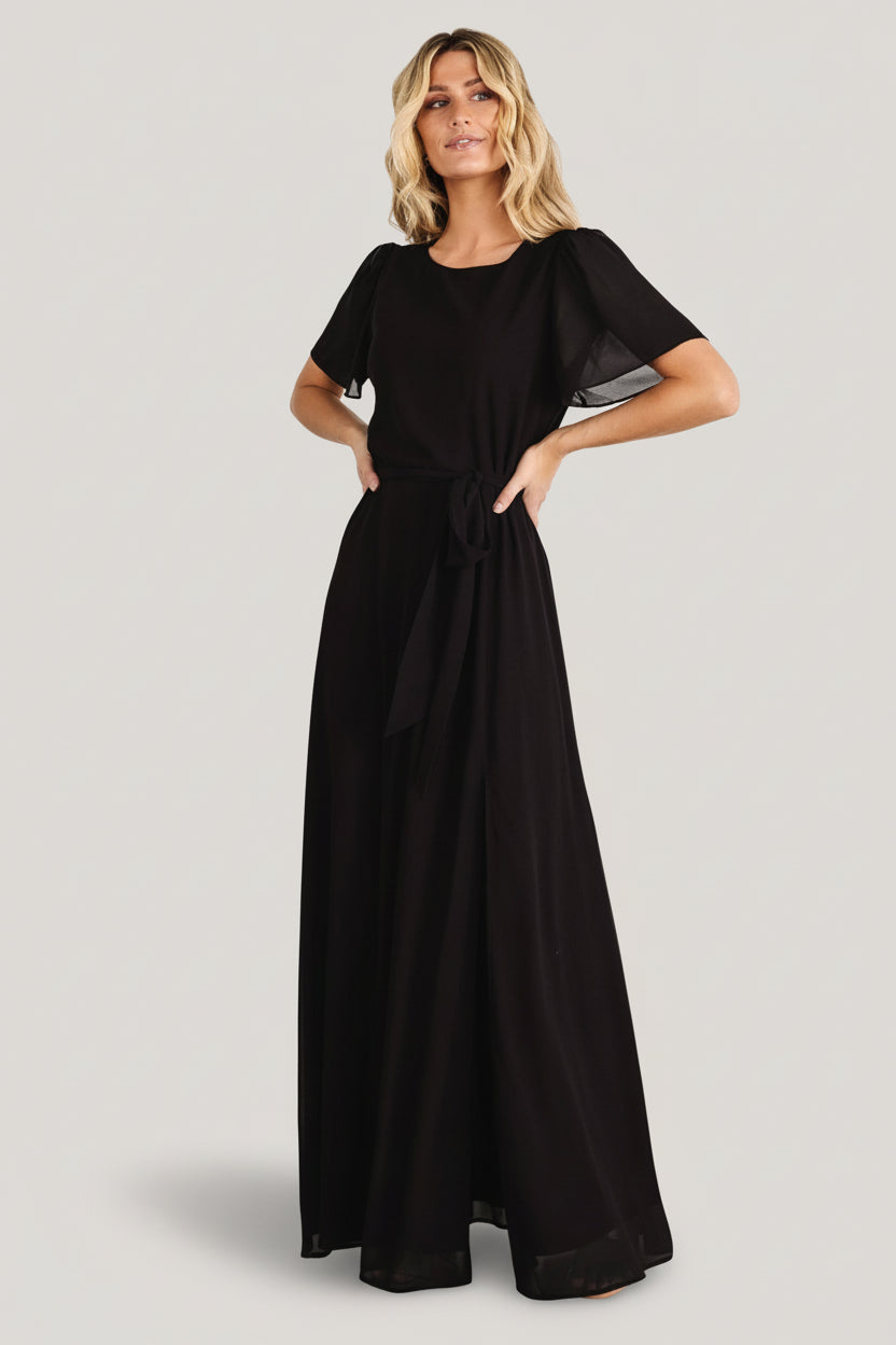 Baltic Born Womens Naomi Short Sleeve Maxi Dress | Black