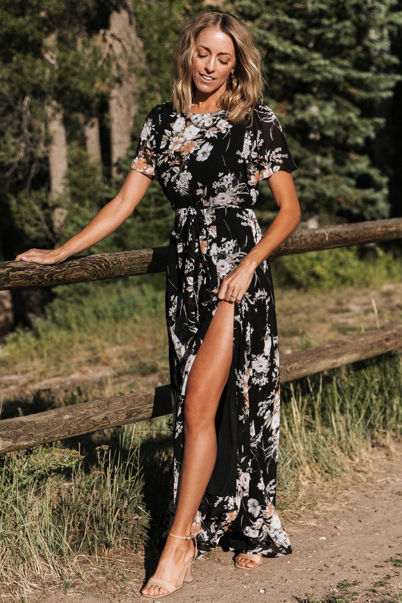 Naomi Short Sleeve Maxi Dress | Black Floral - Baltic Born