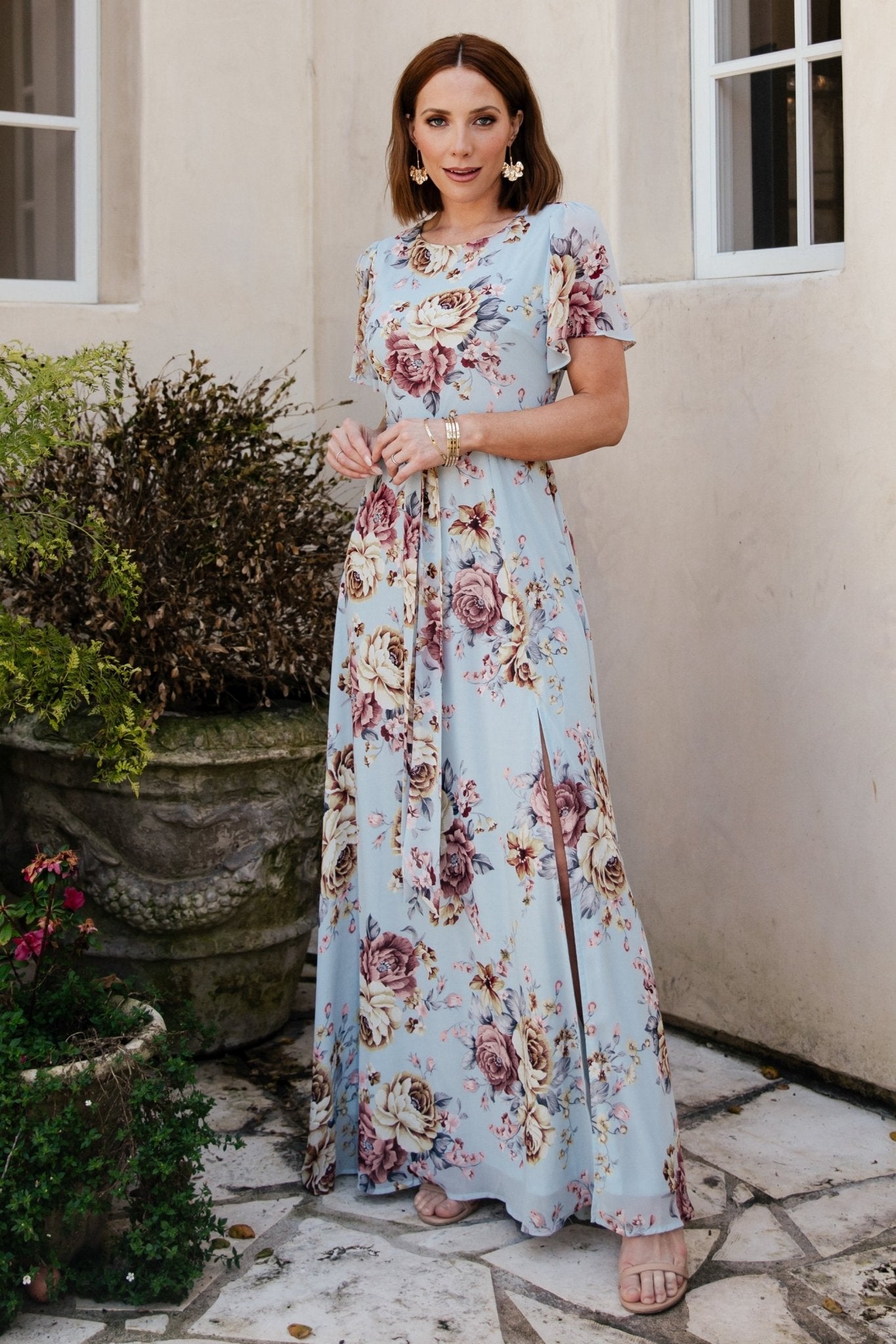 Naomi Short Sleeve Maxi Dress | Blue Multi Floral Naomi Short Sleeve Maxi Dress | Blue Multi Floral