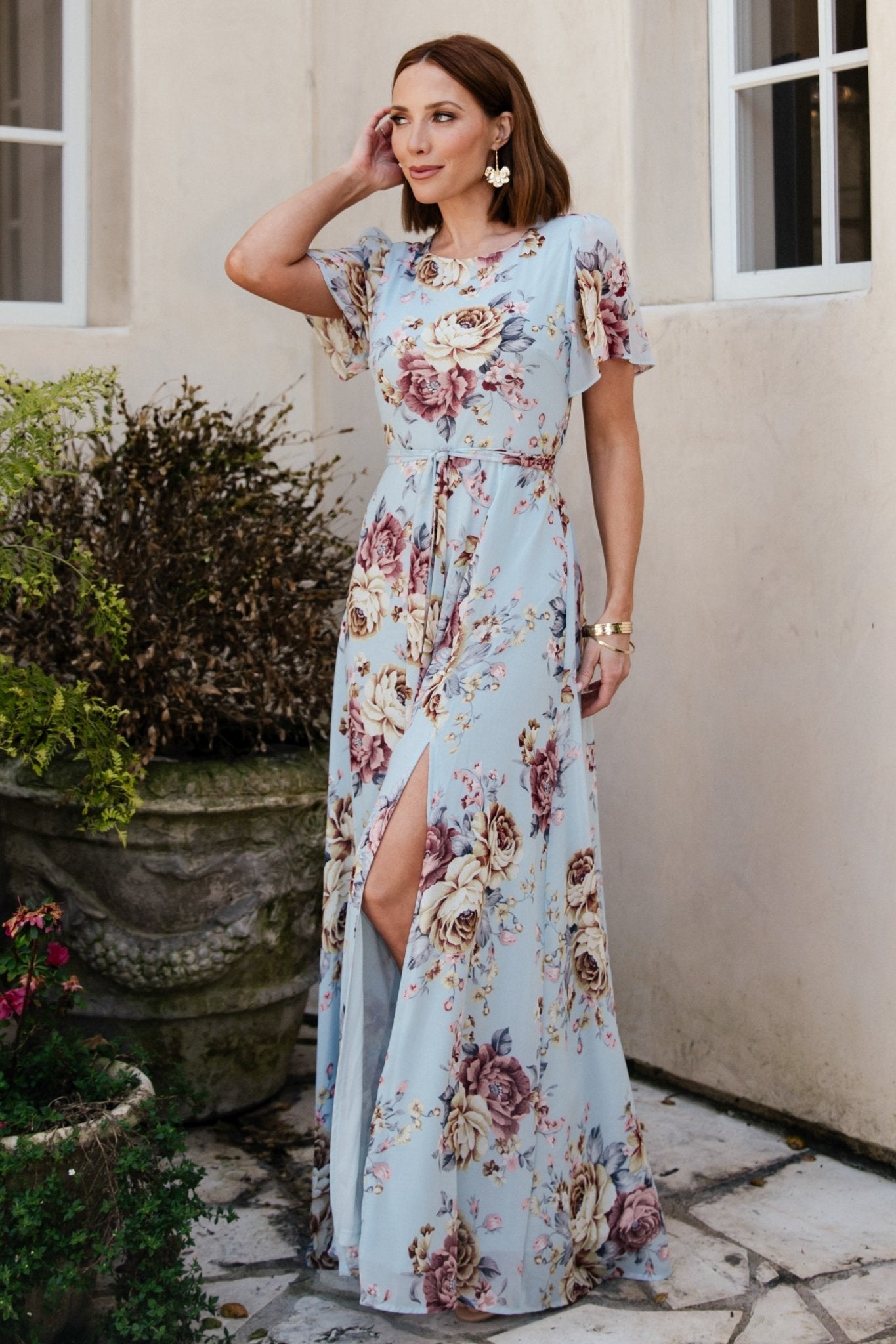 Naomi Short Sleeve Maxi Dress | Blue Multi Floral Naomi Short Sleeve Maxi Dress | Blue Multi Floral