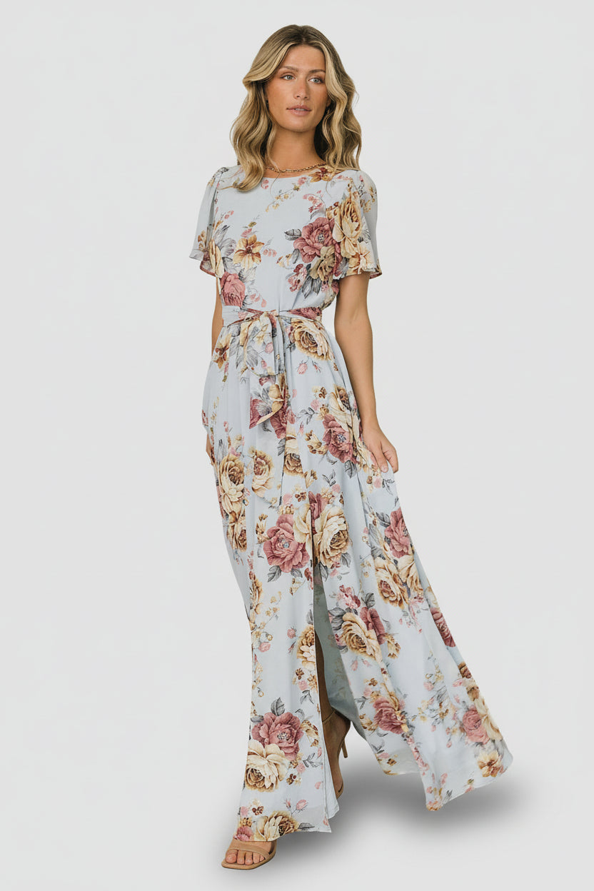 Naomi Short Sleeve Maxi Dress | Blue Multi Floral