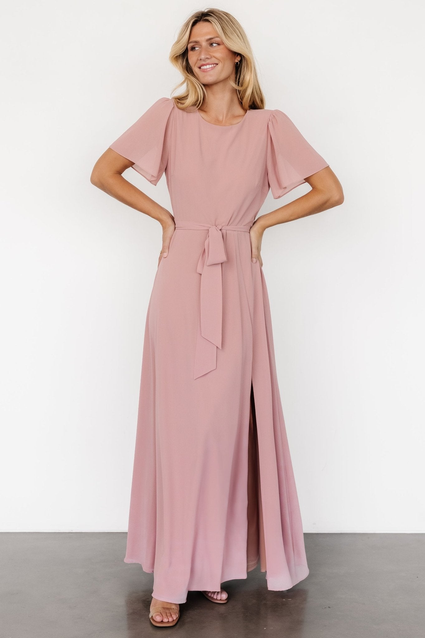 Naomi Short Sleeve Maxi Dress | Blush Pink - Baltic Born